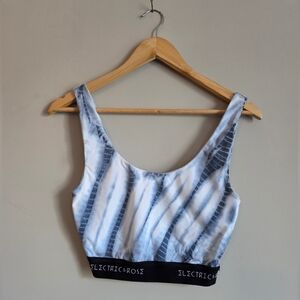 Electric & Rose Blue Tie Dye Sports Bra Crop Top S